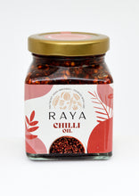 Load image into Gallery viewer, Jar of Raya Chilli Oil with a gold lid on a white background