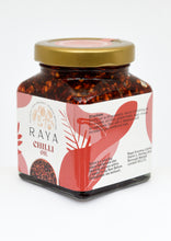 Load image into Gallery viewer, Jar of Raya Chilli Oil with a gold lid on a white background