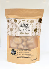 Load image into Gallery viewer, Pouch of Raya palm sugar with branding and product details on a white background
